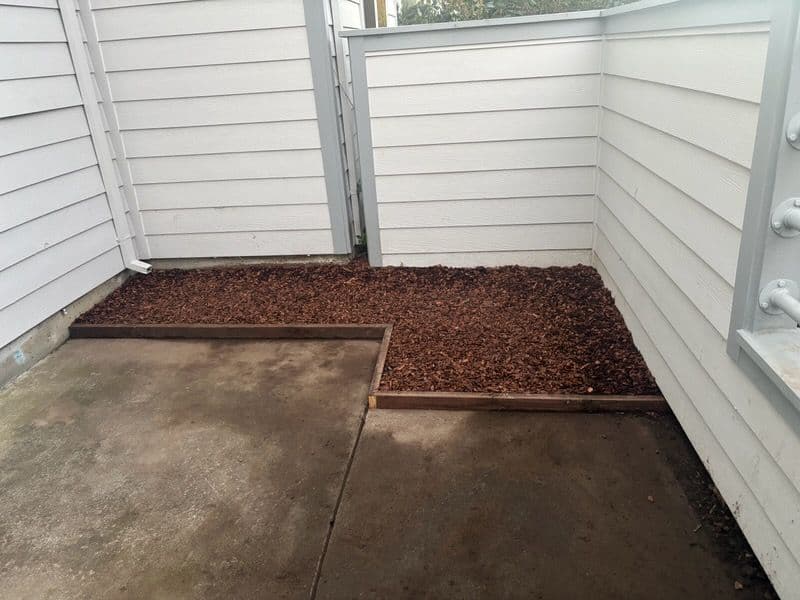 Garden and Patio Makeover with Fresh Concrete and Mulch